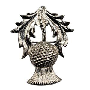 Vintage Dawson Bowman Scottish Thistle Flower Brooch Silver Tone Pewter Signed